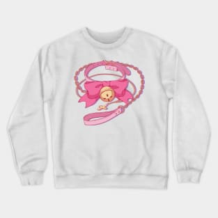 The cute pink cat bell collar choker with chains Crewneck Sweatshirt